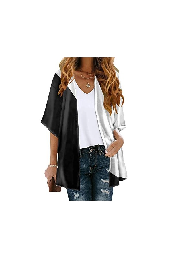 Cardigan en tricot pour femme à manches longues ouvert devant - Pull ouvert à lavant - Élégant - Cardigan léger - Cardigan à