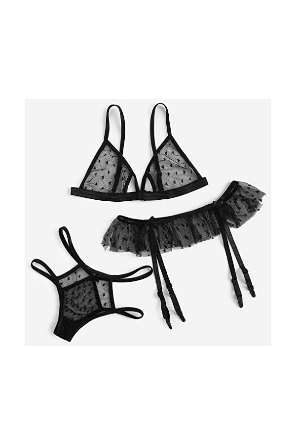 Lingerie Femme Sexy Ensemble Homme Sexy Hot y29k sous-vêtements Soutien-Gorge Noir + Thong + jarretière Lingerie de Nuit Ense