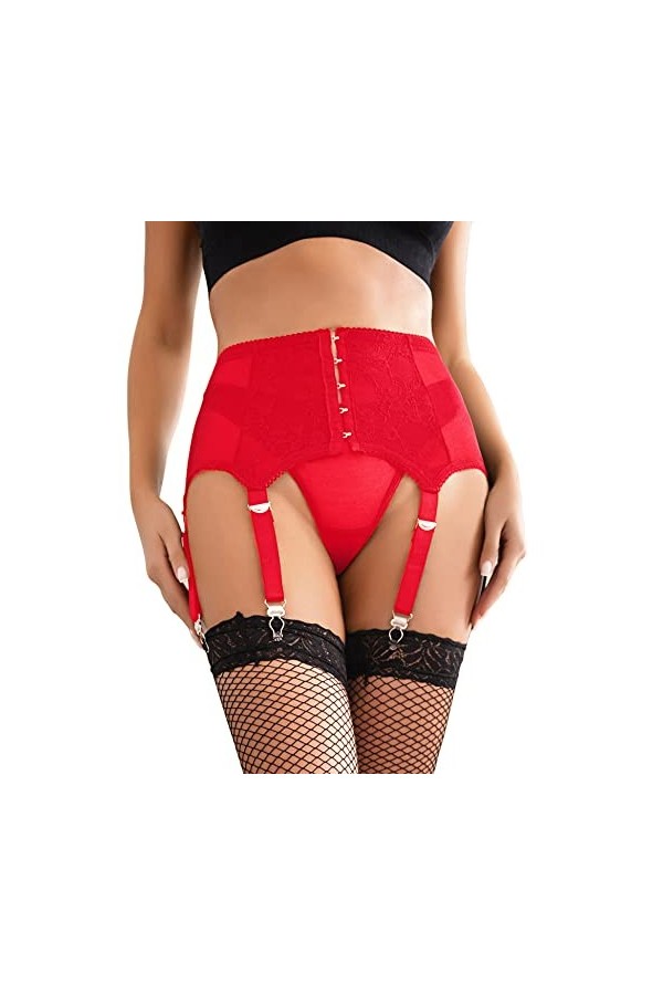 ohmydear Femme Porte-Jarretelles Grande Taille Respirante Jarretelles [Renforcement] 6 Sangles Réglable Bas et Jarretières En