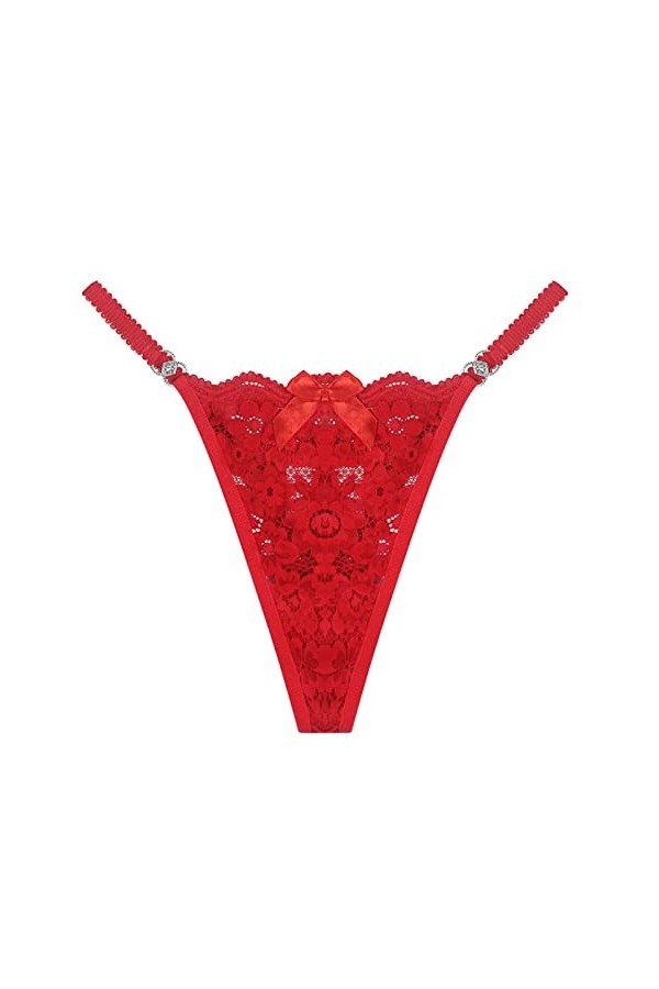 Culotte Femme Tanga String en Coton Slips Shorty Femmes Dentelle Sexy Culotte sous-Vêtements String Strings Lingerie Respiran