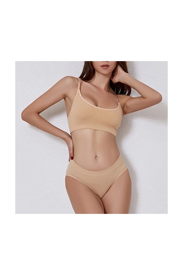 Ensemble de Lingerie Féminine Sexy Soutien-Gorge et Ensemble de 2 pièces pour Femmes avec col en U et Soutien-Gorge Taille Ha