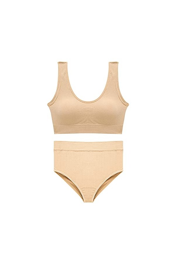 Ensemble de lingerie sexy en latex pour femme, beige, M