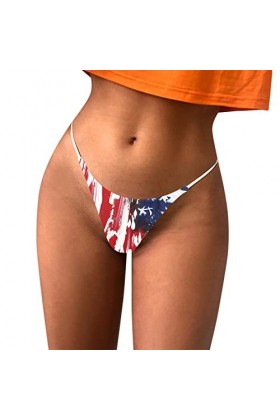 LDadgf Culotte imprimée pour femme - String sexy - Dos en T - Confortable - Doux - Taille basse - Rouge - Taille L