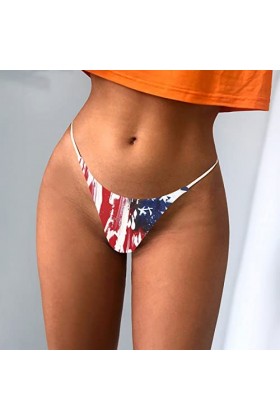 LDadgf Culotte imprimée pour femme - String sexy - Dos en T - Confortable - Doux - Taille basse - Rouge - Taille L