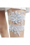 SMELEYOU Accessoires de mariée, 2pcs Garter en Dentelle de mariée Beau jarreteaux de Mariage avec élastice de Perle Artificie