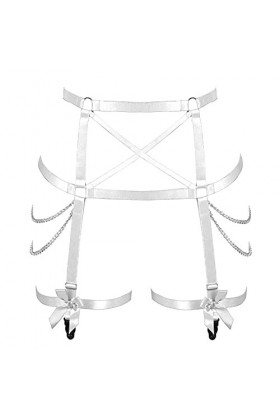 BBOHSS Femmes Body Harnais Jambe Jarretière Bande Élastique Taille Creuse Bas De Mode Arc Jarretière Punk Gothique Accessoire