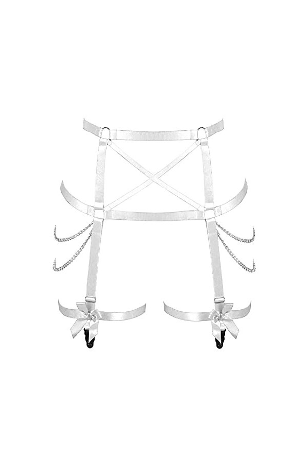 BBOHSS Femmes Body Harnais Jambe Jarretière Bande Élastique Taille Creuse Bas De Mode Arc Jarretière Punk Gothique Accessoire