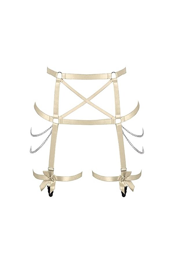 BBOHSS Femmes Body Harnais Jambe Jarretière Bande Élastique Taille Creuse Bas De Mode Arc Jarretière Punk Gothique Accessoire