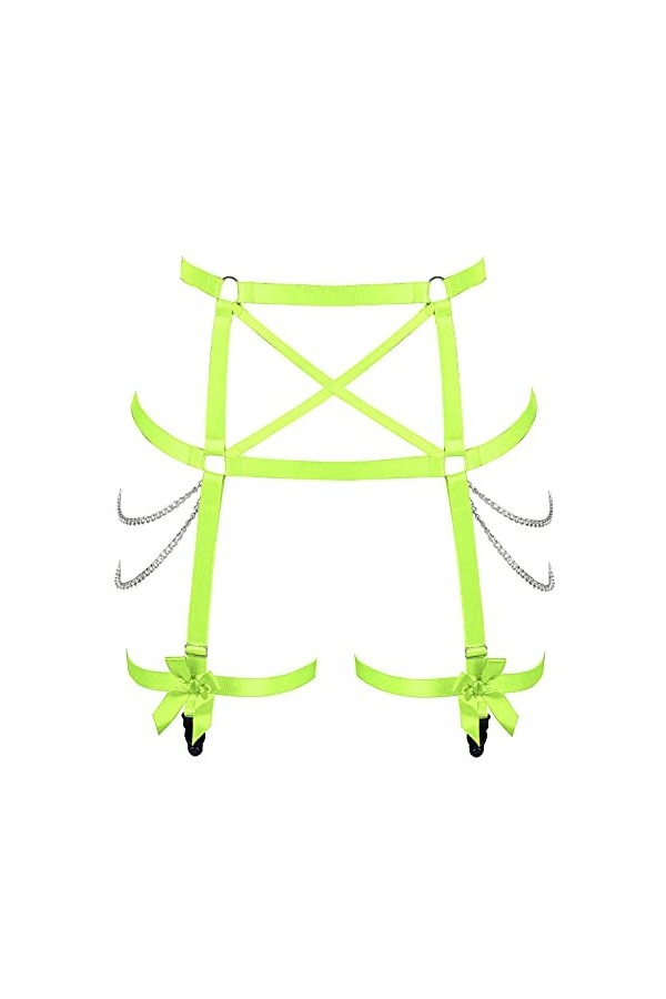 BBOHSS Femmes Body Harnais Jambe Jarretière Bande Élastique Taille Creuse Bas De Mode Arc Jarretière Punk Gothique Accessoire