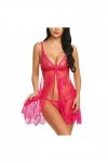 OBiQuzz Lingerie sexy pour femme, pyjama, robe de nuit, robe de soirée pour sous-vêtements, cils, corset en dentelle, avec br
