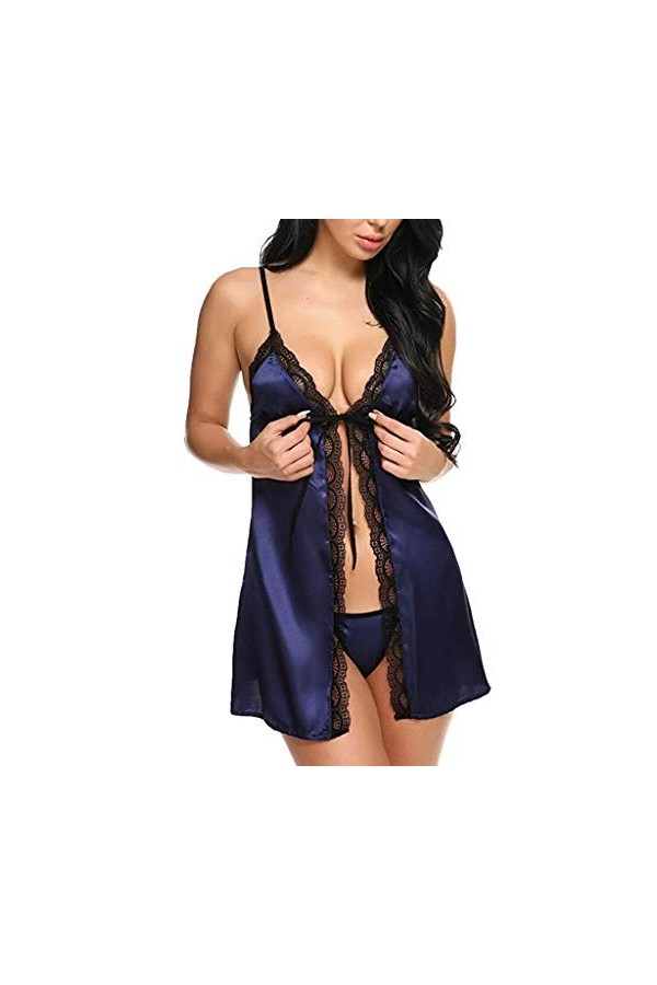 liaddkv Lingerie sexy résille pour femme, Marine, S