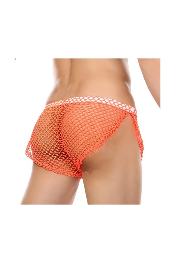 Lingerie Homme Sexy Hot Boxers longs en maille pour hommes slips Sexy sous-vêtements respirants voir à travers les troncs bou