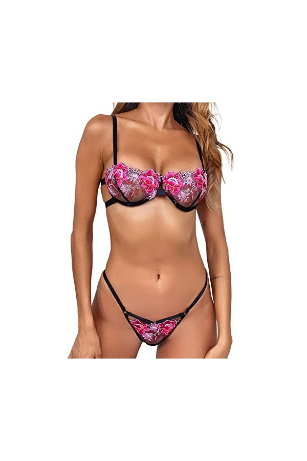 Lingerie Sexy Femme Coquine Hot Grande Taille 2023 Ensemble de sous-vêtements à Trois Points Tentation de de Fleurs Sexy pour