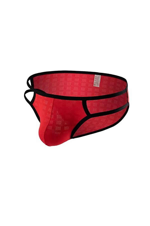 CreoQIJI Caleçon sexy en coton pour homme, rouge, M