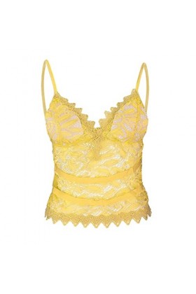 FGUUTYM Body Lingerie Sexy avec Collants Bra Cami Sexy Ceinture pour Femmes e Lingerie, jaune, S