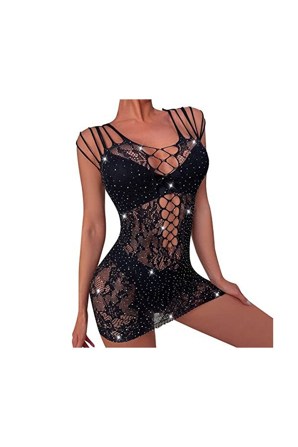 FGUUTYM Lingerie sexy pour femme - Rouge - Camisole - Lingerie de nuit, Noir , taille unique