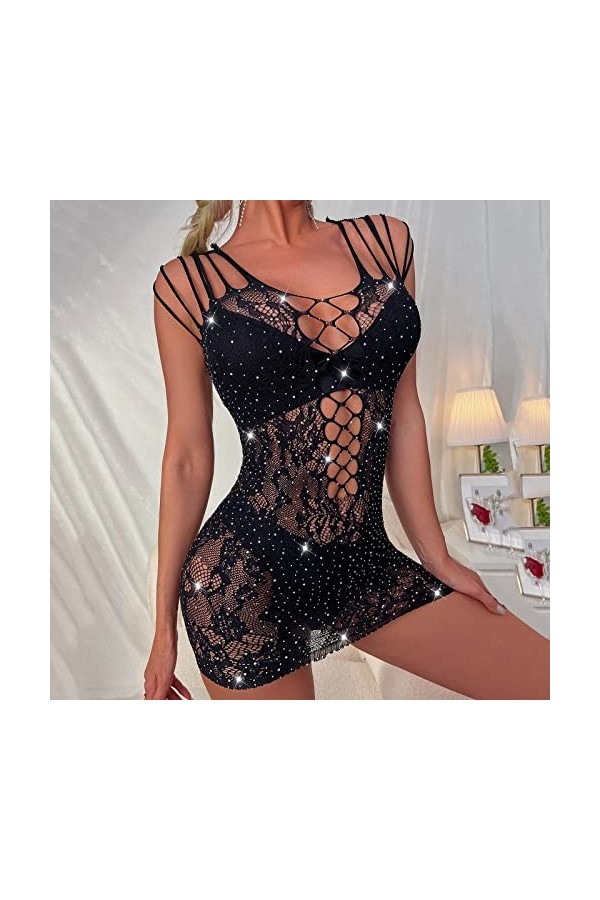 FGUUTYM Lingerie sexy pour femme - Rouge - Camisole - Lingerie de nuit, Noir , taille unique