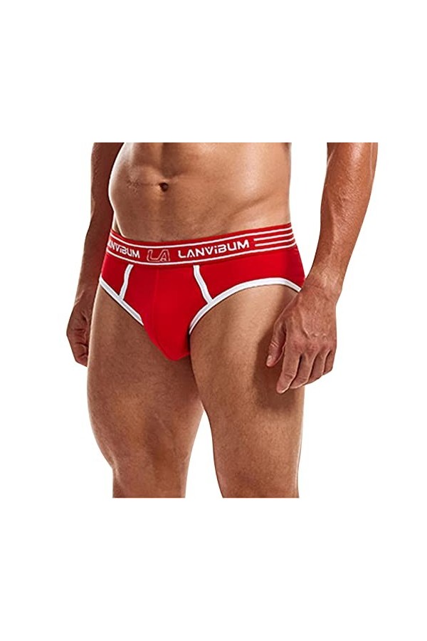 FGUUTYM Sous-vêtements pour homme - Sous-vêtements - Sous-vêtements solides - Sous-vêtements tendance pour homme, rouge, M