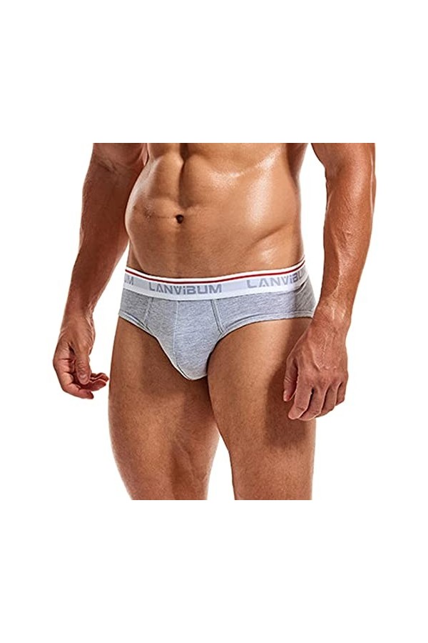 FGUUTYM Boxer Jack Slips solide pour homme Sous-vêtements sexy pour homme, gris, M