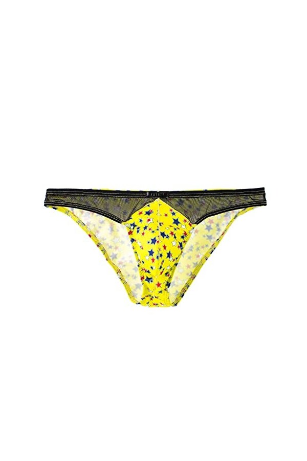 FGUUTYM Sous-vêtement sexy pour homme Motif étoile, jaune, S