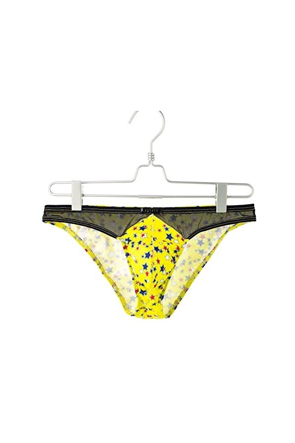 FGUUTYM Sous-vêtement sexy pour homme Motif étoile, jaune, S