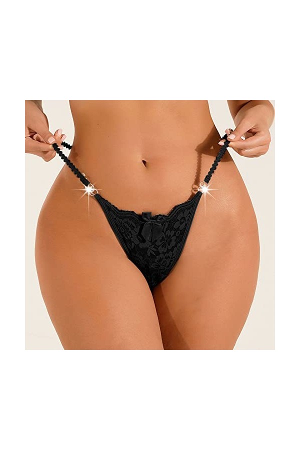 Culotte Femme Tanga String en Coton Slips Shorty Femmes Dentelle Sexy Culotte sous-Vêtements String Strings Lingerie Respiran