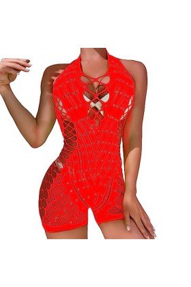 Générique Lingerie Sexy pour Femme Robe en Maille à Manches Longues pour Femmes, Couleur Unie, Sexy, Chaud, sous-vêtements Am