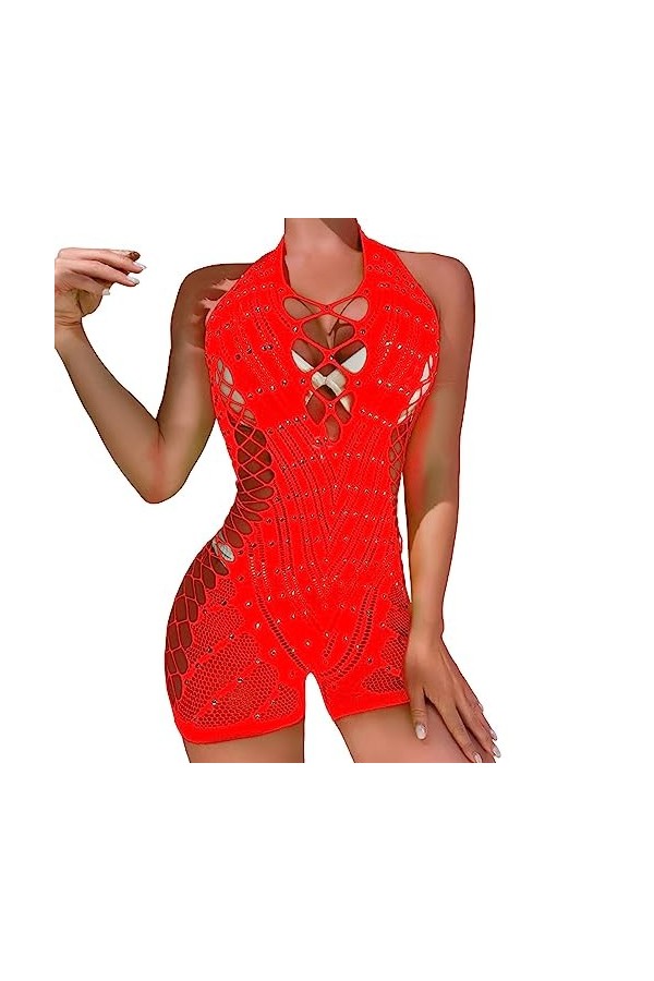 Générique Lingerie Sexy pour Femme Robe en Maille à Manches Longues pour Femmes, Couleur Unie, Sexy, Chaud, sous-vêtements Am