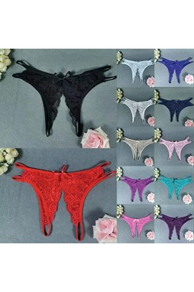 String et T-Back Tangas de Femme Ouvert Slips Confortable Dentelle pour Femmculottes Taille Haute Couleur Uni sous-Vetements 