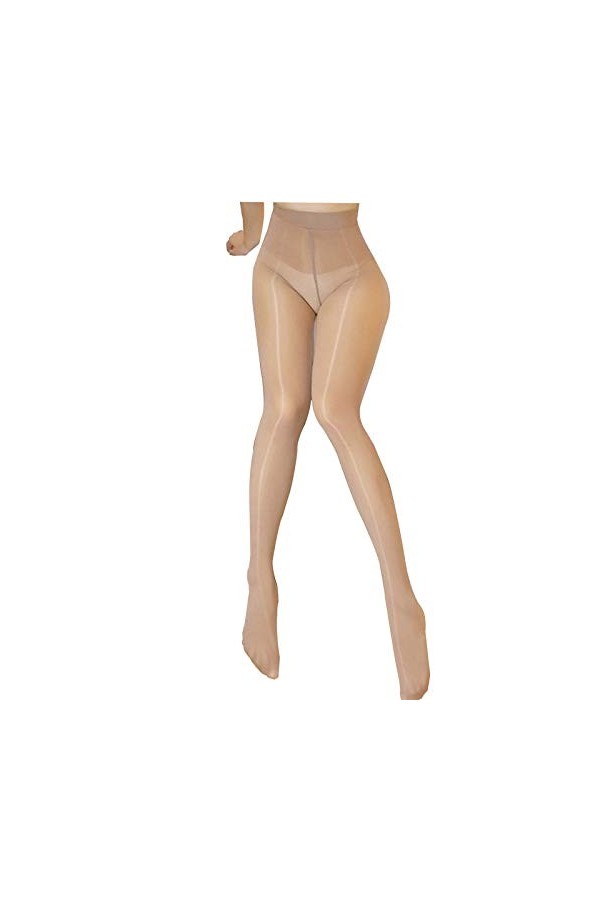 HTRUIYATY Womens Sheer collants bas huile brillant bas collants Sexy collants soie Noir 