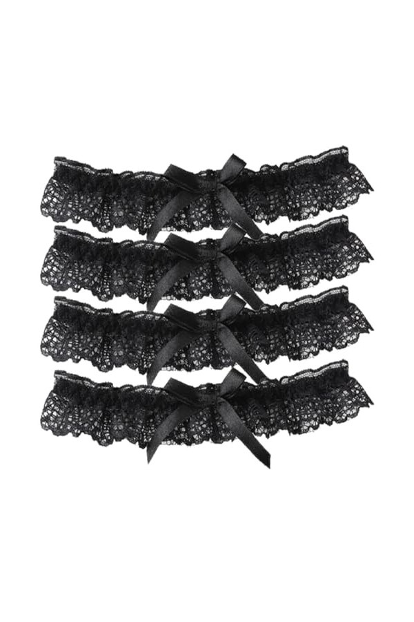 Oreoroya Gartières pour Les mariées Mariage Garter Accessoire 4pcs Clime à Noeud Papillon Black Garter Lace Lace Garter Hollo