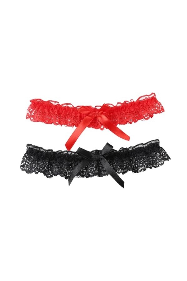 Oreoroya Gartières pour Les mariées Mariage Garter Accessoire 4pcs Clime à Noeud Papillon Black Garter Lace Lace Garter Hollo