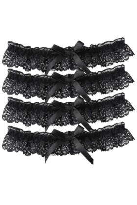 4pcs Jarretières pour mariées à nœud papillon noir Garter élastique en dentelle Garter Wedding Garter Garter Garter Black Wed