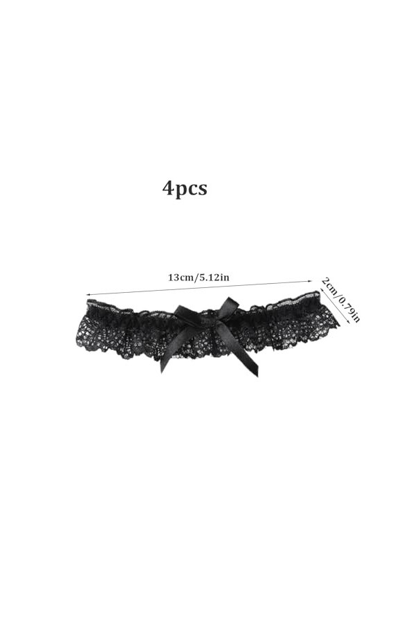 4pcs Jarretières pour mariées à nœud papillon noir Garter élastique en dentelle Garter Wedding Garter Garter Garter Black Wed