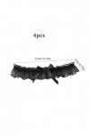 4pcs Jarretières pour mariées à nœud papillon noir Garter élastique en dentelle Garter Wedding Garter Garter Garter Black Wed