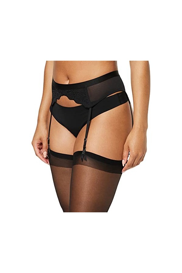 Iris & Lilly Porte-Jarretelles en Dentelle Femme, Noir, 42