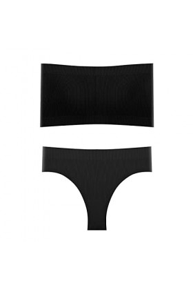 Débardeur Tracteur sans Bretelles avec Soutien-Gorge rembourré Lingerie Gilet et String Ensemble de Culottes Body Jarretelle 