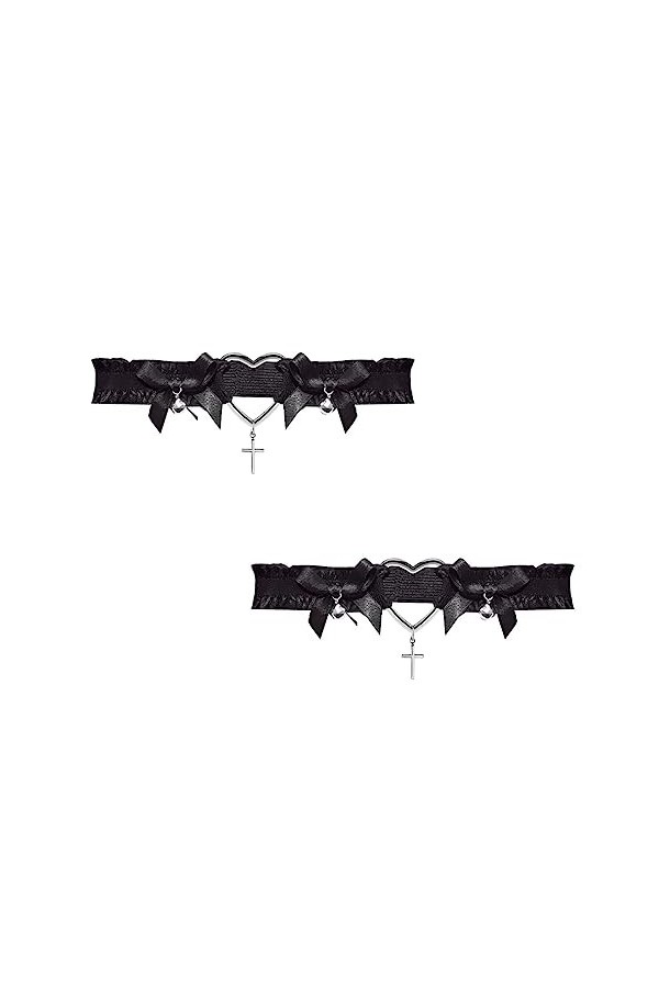 keland Une Paire de Romantique Goth Jarretière Harnais Porte jarretelle Punk Tenue de Rave Accessoires Noir-002 