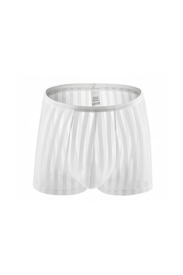 Générique Lingerie Homme Sexy Hot Boxers pour Hommes Culottes Sexy Interband Respirant Briefs Striped Clear Mesh Boxers Brief