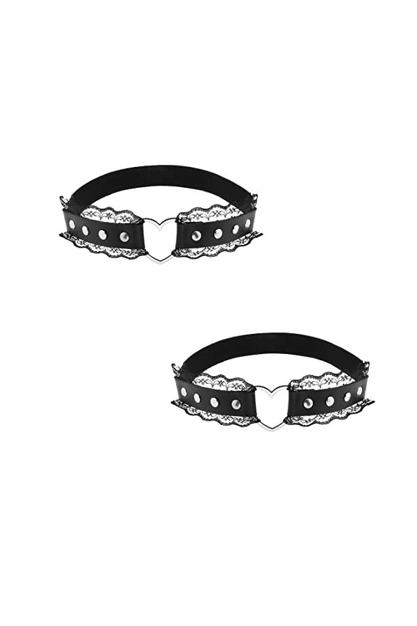 keland Une Paire de Romantique Goth Jarretière Harnais Porte jarretelle Punk Tenue de Rave Accessoires Noir-002 
