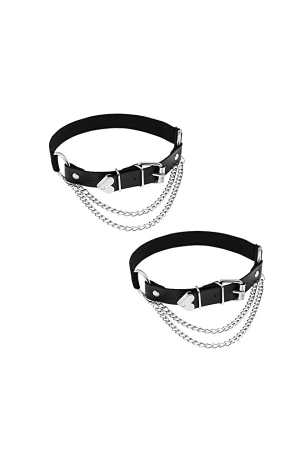 keland Une Paire de Romantique Goth Jarretière Harnais Porte jarretelle Punk Tenue de Rave Accessoires Noir-002 