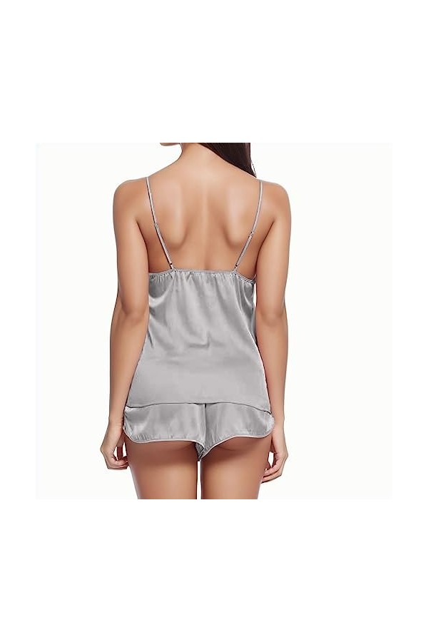 Générique Lingerie Sexy Femme Body et Combinaison Femmes Sexy-Lingerie Sleepwear Satin Silk Dentelle up Pyjama de Nuit Set Mi