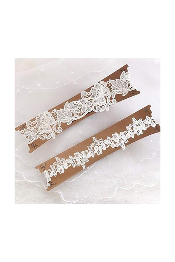 Sawyerda Jarretière élastique en dentelle avec fleur As Description blanc