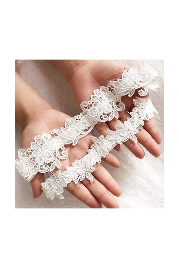 Sawyerda Jarretière élastique en dentelle avec fleur As Description blanc