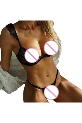 Lingerie Sexy Ensemble Femme Sexy sous-Vetements 2 Pièce Ensemble Soutien Gorge et String Dentelle Vêtements De Nuit Erotique