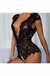 Hasagimol Lingerie Sexy Hot Chaude Femme One-Piece Deep V Dos Nu Réglable Teddy Sous-VêTement Ouvert Entrejambe Dentelle Baby