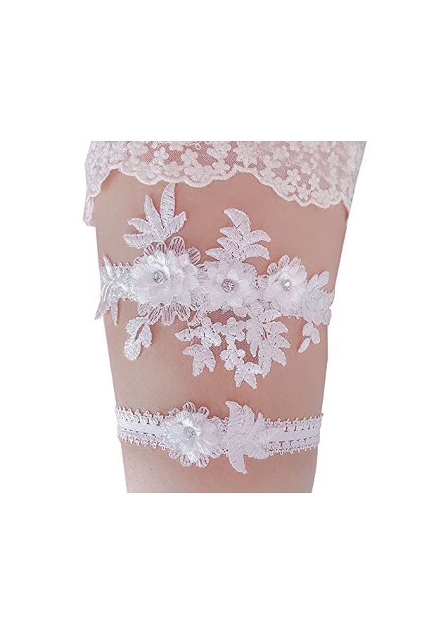 KADBLE Ensemble de jarretelles de mariage en dentelle pour femme, Bleu ciel., taille unique