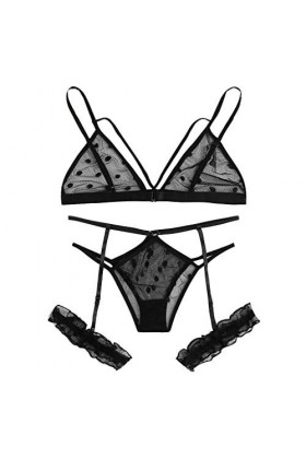 Lingerie Sexy Hot Chaude - Tenu Sexy Coquin G-String SM Transparent Coquine Chaude Tenue BDSM Body Noir Femme 2 PièCes Babydo