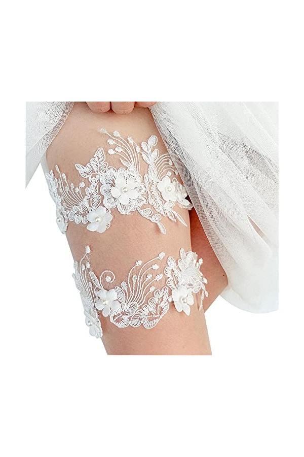 KADBLE Ensemble de jarretelles de mariage en dentelle pour femme, Bleu ciel., taille unique