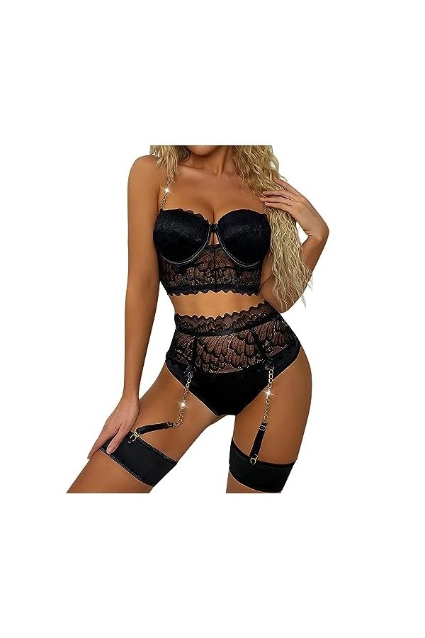 Lingerie Sexy Femme Coquine Hot Lingerie Et Vêtements Sexy Lingerie Sexy Couleur Unie Motif De Dentelle Sexy Ruban Transparen